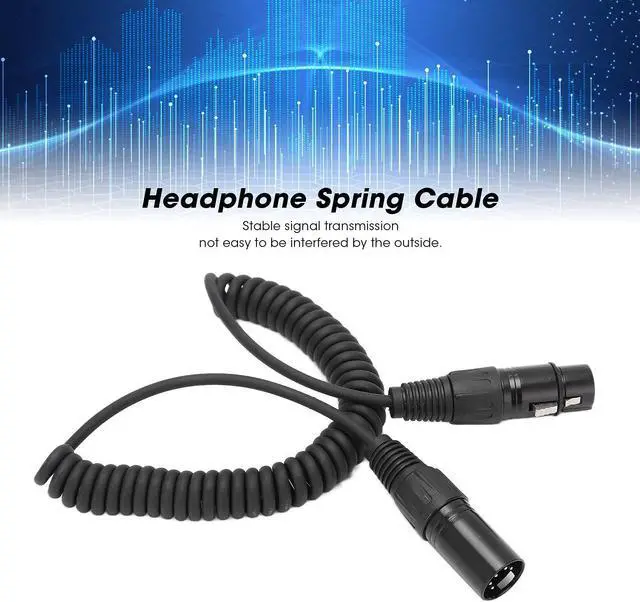 Alt view image 2 of 5 - Dioche Headset Extension Spring Cable Coiled Cord 5Pin XLR Connector Cord Replacement for Airbus Aviation Headphone