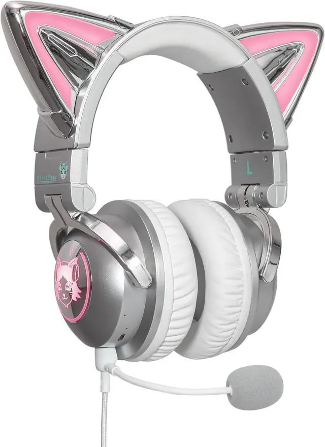 Main image of Axent Wear New Edition Wireless Cat Ear Headphones (12 Color Changing) 3.5mm Jack, Bluetooth&Wired connection (Silver)