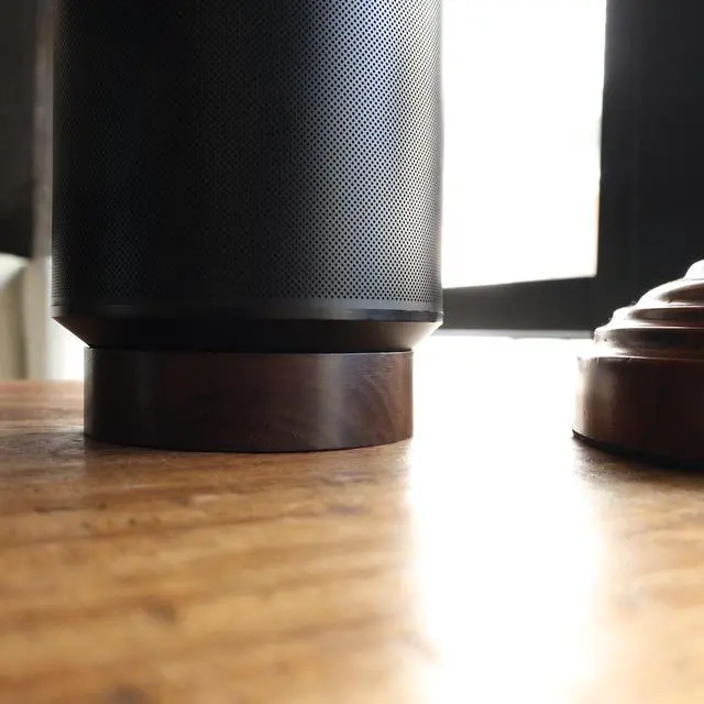 Alt view image 4 of 5 - Wooden Desk Stand for Sonos Era 100 Desktop Speaker Stand Holder - Sonos Era 100 Stand for Table, The Stand can Store The Power Cord to Make The Desktop Clean.