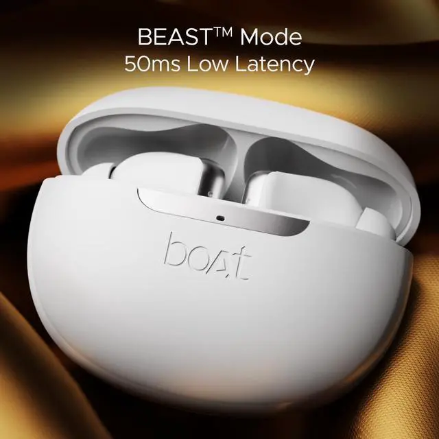 Alt view image 5 of 5 - boAt Newly Launched Airdopes 141 ANC TWS Earbuds with 42 hrs Playback/50 ms Low Latency BEAST(tm)Mode/IWP(tm)Tech/Signature Sound/Quad Mics with ENx(tm)/ASAP(tm) Charge/USB Type-C Port/IPX5 (White)