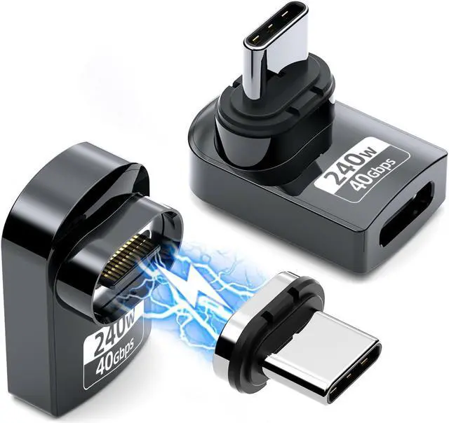 Main image of DuHeSin USB C Magnetic Adapter 240W (2 Pack) Right Angle Magnetic USB-C Adapter 24 Pins with USB4 40Gbps 8K 60Hz for Thunderbolt 3/4, MacBook Pro/Air, Swtich and More Type C Devices