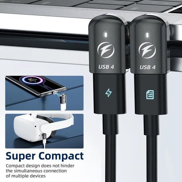 Alt view image 5 of 5 - DuHeSin USB C Magnetic Adapter 240W (2 Pack) Right Angle Magnetic USB-C Adapter 24 Pins with USB4 40Gbps 8K 60Hz for Thunderbolt 3/4, MacBook Pro/Air, Swtich and More Type C Devices