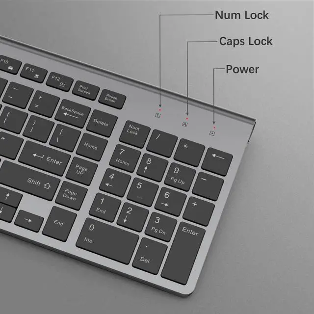 Alt view image 3 of 5 - JOYACCESS Wireless Keyboard, J 2.4G Slim and Compact Wireless Keyboard with Numeric Pad for Laptop, MacBook Air, Apple, Computer, PC(Black and Grey)