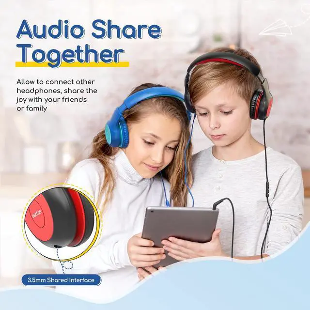 Alt view image 5 of 5 - EarFun Kids Headphones Wired with Microphone, 85/94dB Volume Limit Headphones for Kids & Kids Bluetooth Headphones, K2 Kids Headphones with Volume Limited, 40H Playtime