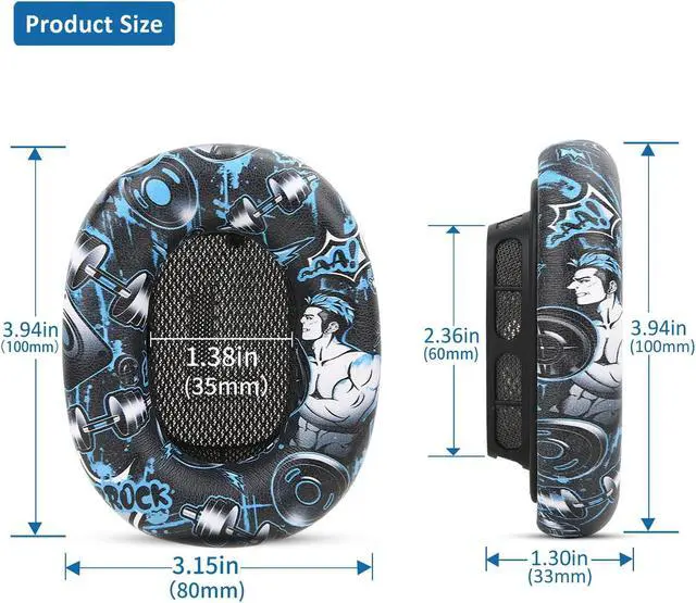 Alt view image 4 of 5 - Earrock Ear Cushions Ear Pads for AirPods Max Headphones with Protein Leather, Memory Foam and Magnet for Gym, Sporty Graffiti Style