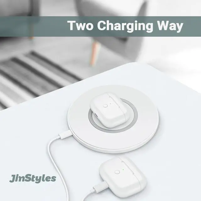 Alt view image 3 of 5 - Jinstyles Charging Case Compatible for Air Pod Pro 1st 2nd Generation, 660mAh Charger Case Replacement Support Wireless Charging, Bluetooth Pairing,Ligh-tning