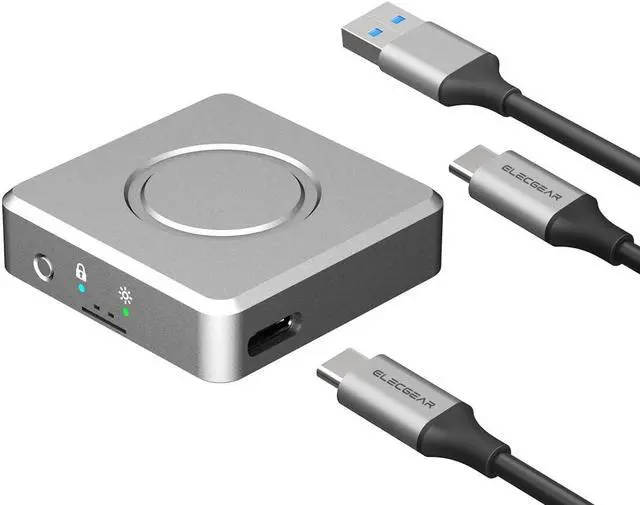 Main image of ElecGear Mini 2230 NVMe Enclosure, Write Protect USB 3.2 External Hard Drive Aluminum Case Memory Reader for 30mm PCIe M.2 SSD, 10Gbps USB Type-A and Type-C Cables Included