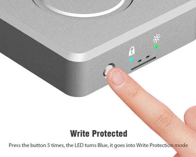 Alt view image 4 of 5 - ElecGear Mini 2230 NVMe Enclosure, Write Protect USB 3.2 External Hard Drive Aluminum Case Memory Reader for 30mm PCIe M.2 SSD, 10Gbps USB Type-A and Type-C Cables Included