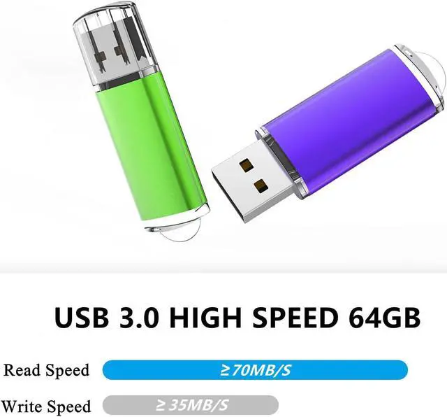 Alt view image 2 of 5 - USB 3.0 Flash Drive K&ZZ 10 Pack 64GB Flash Drive 3.0 64 GB Thumb Drives 64G Memory Stick Data Drive Flash Stick U Disk, Multicolored