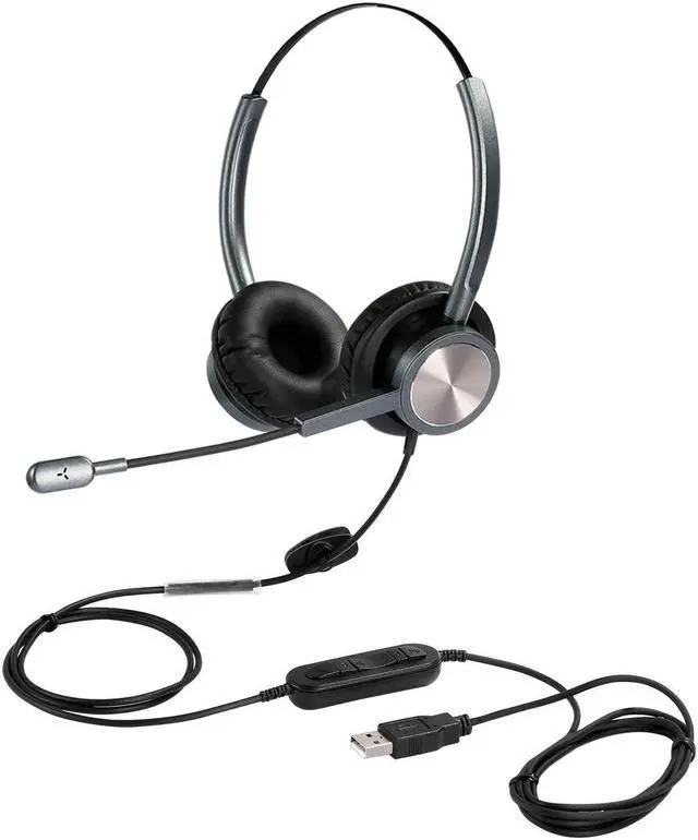 Main image of USB Headset with Microphone for PC Laptop, Computer Headset Headphones with Mic Noise Cancelling in-line Controls for Home Office Call Center Business Softphones Teams Zoom Skype Online Class and More