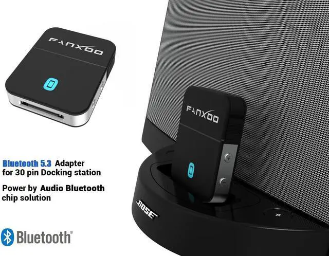 Alt view image 2 of 5 - Fanxoo DockPro 30 pin Bluetooth 5.0 Adapter for Bose Sounddock 30 pin to lightning Bluetooth Adapter Compatible for iPhone iPod Docking Station