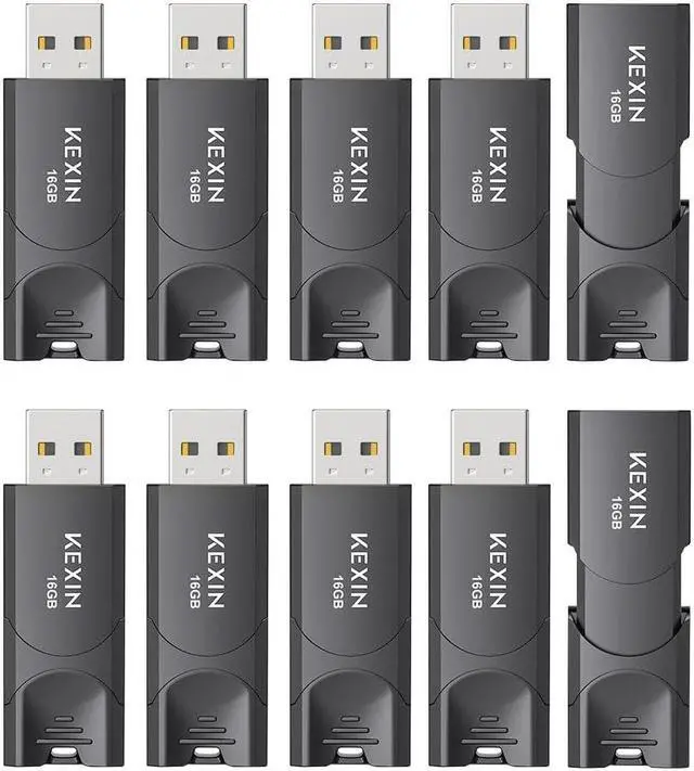 Main image of KEXIN 16GB Flash Drive 10 Pack Thumb Drive USB 2.0 Flash Drive Memory Stick USB Data Storage Jump Drive (16GB, Black)