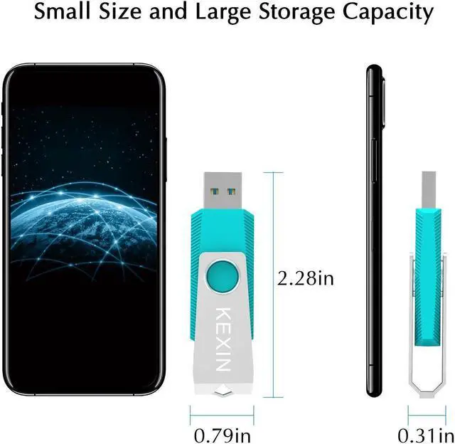 Alt view image 4 of 5 - KEXIN 128GB Flash Drive 3 Pack 128GB USB Flash Drive Thumb Drive Zip Drive USB 2.0 Memory Stick USB Drive with Keychain(128G 3-Pack)