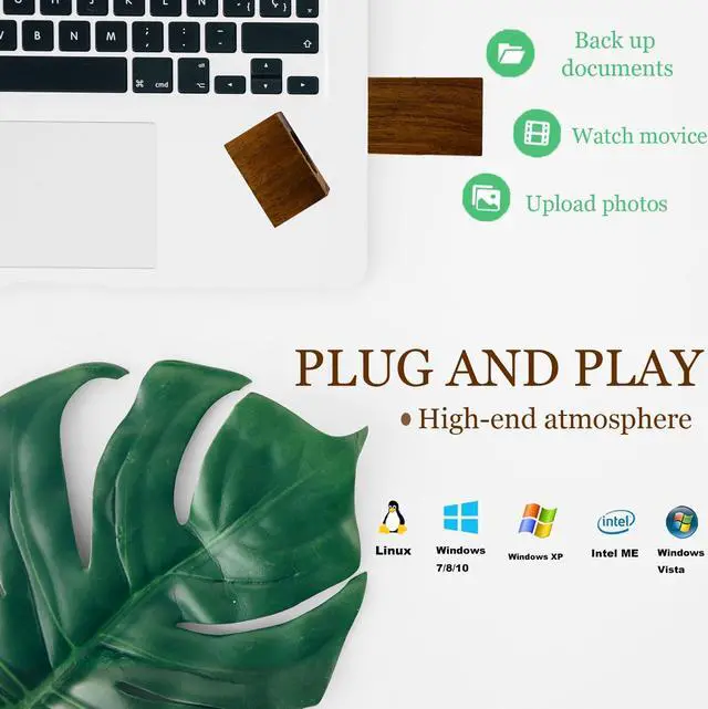 Alt view image 3 of 5 - 8GB Wood USB Flash Drives 5 Pack, FEWINA Rectangle Walnut Wooden USB Drive 8G USB2.0 Thumb Drive Memory Stick Jump Drive for Backup Picturs/Videos Ideal Gift (5PCS / Walnut)