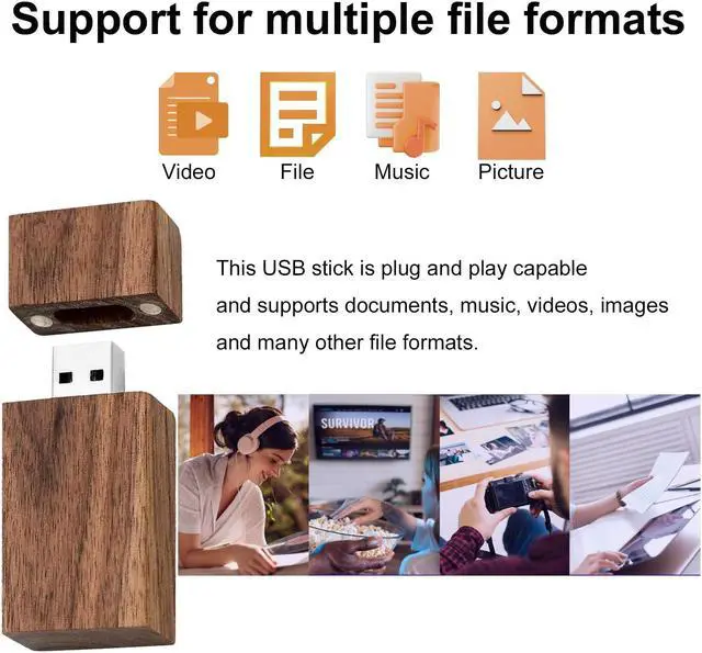 Alt view image 4 of 5 - 8GB Wood USB Flash Drives 5 Pack, FEWINA Rectangle Walnut Wooden USB Drive 8G USB2.0 Thumb Drive Memory Stick Jump Drive for Backup Picturs/Videos Ideal Gift (5PCS / Walnut)