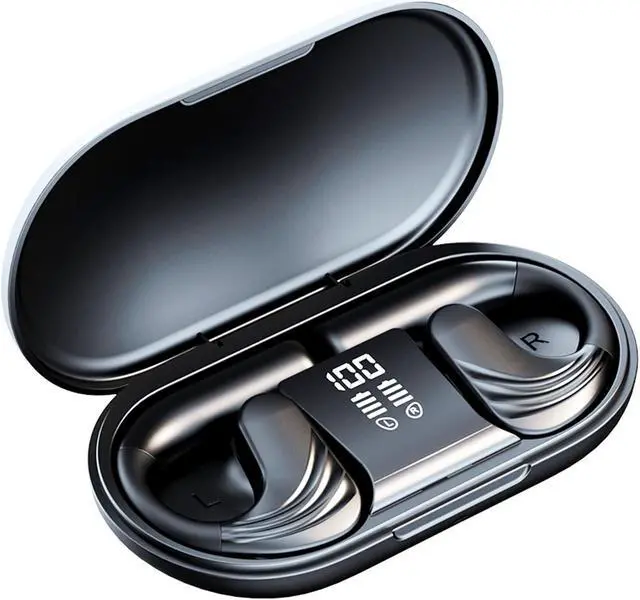 Main image of KONLEYA Open-ear Headphones Wireless Earbuds Bluetooth 5.3 Headphones 72H Playtime Wireless Charging Case with LED Display Over-ear Headphones with Earhooks for Sports/Workout/Running