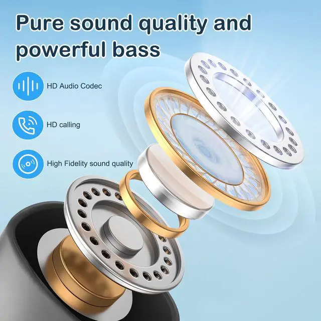Alt view image 4 of 4 - KONLEYA Open-ear Headphones Wireless Earbuds Bluetooth 5.3 Headphones 72H Playtime Wireless Charging Case with LED Display Over-ear Headphones with Earhooks for Sports/Workout/Running