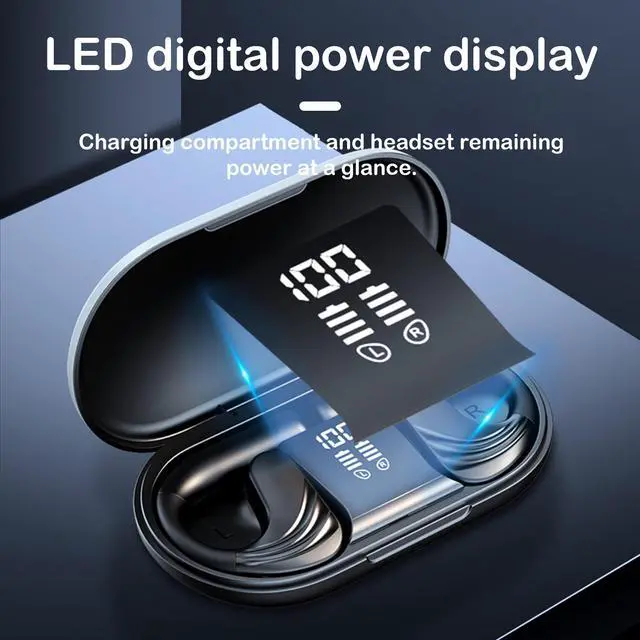 Alt view image 3 of 4 - KONLEYA Open-ear Headphones Wireless Earbuds Bluetooth 5.3 Headphones 72H Playtime Wireless Charging Case with LED Display Over-ear Headphones with Earhooks for Sports/Workout/Running