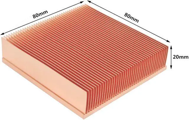 Alt view image 2 of 5 - DIY Pure Copper Skiving Fin Heatsink 80x80x20mm / 3.15x3.15x0.79 inches for Electronic Chip LED Cooling