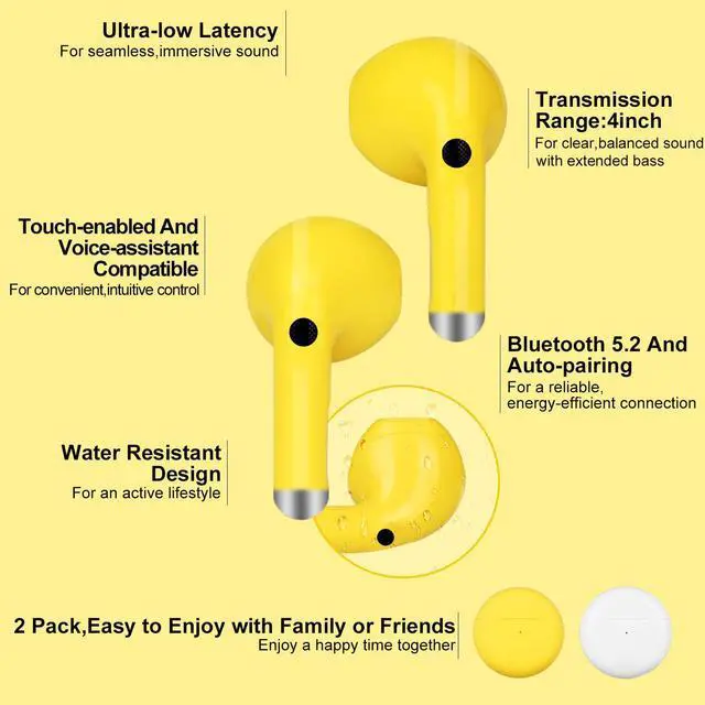 Alt view image 2 of 5 - LEEPENK 2 Pack Kids Wireless Earbuds with Charging Case for Small Ears Adults, Bluetooth 5.2 Touch Control Wireless Earbuds for Kids, kids Ear Buds for Fans of Anime Character Enthusiasts Gifts