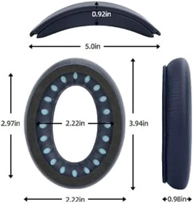 Alt view image 2 of 5 - Ear Pads Replacement Headband Cushion Foam for Bose QuietComfort 35 45 (QC35 QC45) Headphones Accessories Easy to Install (Dark Blue)