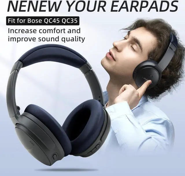 Alt view image 3 of 5 - Ear Pads Replacement Headband Cushion Foam for Bose QuietComfort 35 45 (QC35 QC45) Headphones Accessories Easy to Install (Dark Blue)