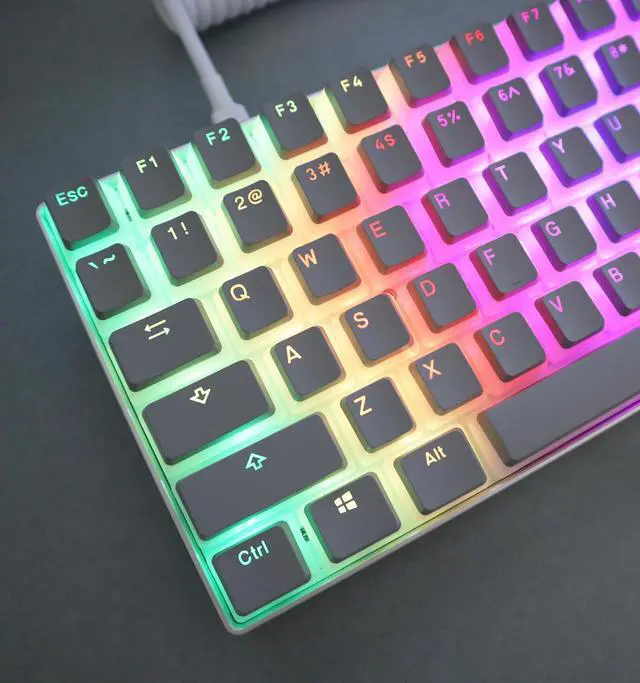 Alt view image 3 of 5 - Glacier Frosted Keycaps, PBT, Double Shot, OEM Profile, Shine Through Legends, for Mechanical Keyboard Compatible with 60%/65%/75%/80%/96%/100% (Gray)