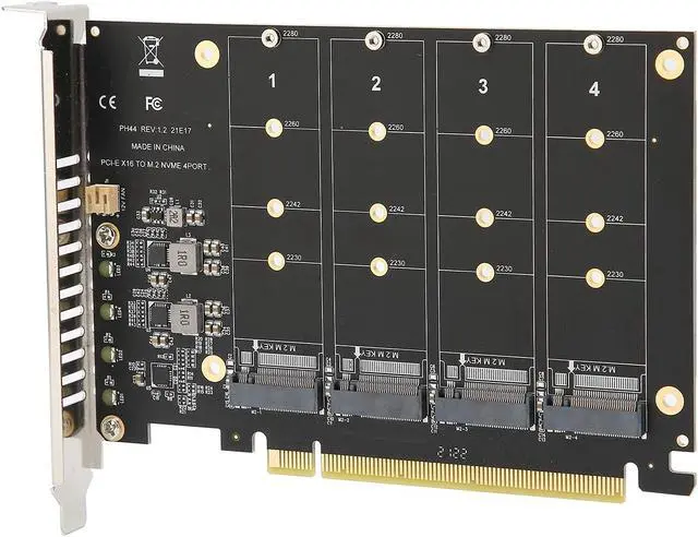Alt view image 3 of 5 - Dual M.2 PCIe Adapter, 4 Port M.2 NVMe SSD to PCIE X16 M Key Hard Drive Converter Reader Expansion Card