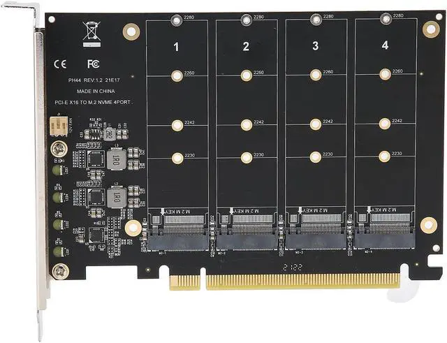 Alt view image 2 of 5 - Dual M.2 PCIe Adapter, 4 Port M.2 NVMe SSD to PCIE X16 M Key Hard Drive Converter Reader Expansion Card