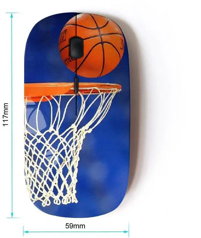 Alt view image 2 of 4 - Graphic4You Basketball Sports Doughnut Ergonomic Wireless Mouse with Nano Receiver