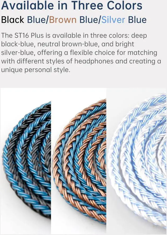 Alt view image 3 of 5 - KBEAR ST16 Plus 2 Meter Detachable IEM Cable 16 Core 5N OCC Silver-Plated Long in-Ear Earphone Cable for HD414 HD650 HD600 Tin Audio T2 T2 PRO T3 T5 Westone TFZ Kinera Shozy Simgot (TFZ 3.5MM)