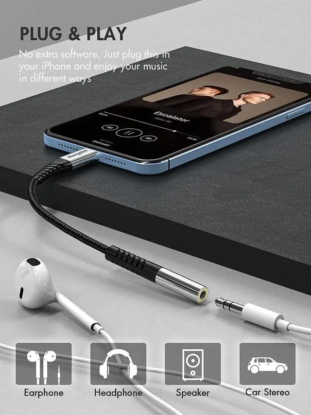 Alt view image 4 of 5 - Mangotek iPhone Headphone Adapter,Apple MFI Certified Lightning to 3.5 mm Headphone Jack Adapter, Apple Dongle for iPhone iPhone 14/13/12/11/11 Pro/Pro Max/SE/X/XR/XS/8/7/iPad/iPod(Silver,2 Pack)