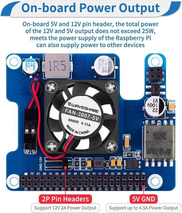 Alt view image 3 of 5 - MakerFocus PoE HAT(F) for Raspberry Pi 5, Power Over Ethernet Hats with Metal Heatsink and Active Cooling Fan, Supports IEEE 802.3af/at Network, 5V/12V Power Output and SMPS