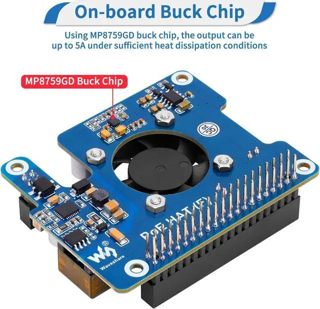 Alt view image 5 of 5 - MakerFocus PoE HAT(F) for Raspberry Pi 5, Power Over Ethernet Hats with Metal Heatsink and Active Cooling Fan, Supports IEEE 802.3af/at Network, 5V/12V Power Output and SMPS