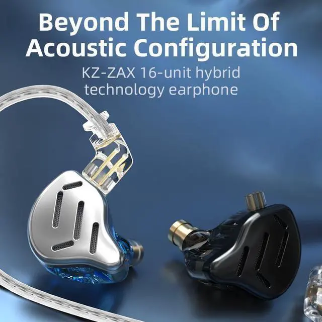 Alt view image 2 of 5 - KZ Zax in-Ear Monitors Headphones 7BA+1DD Hybrid 16 Drivers HiFi Earbuds Wired,Zin Alloy Shell Metal IEM Earphone with 3.5mm Jack Detachable Cable for Singer Musician Audiophile (Zax Black, with Mic)
