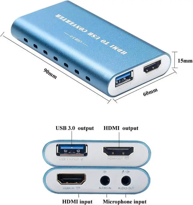 Alt view image 2 of 5 - HaiweiTech USB3.0 Capture Card, Audio Video Capture Card with HDMI Loop-Through, 1080p 60fps Video Recorder for Gaming/Live Streaming/Video Conference, Works for Nintendo Switch/PS4/OBS/Camera/PC
