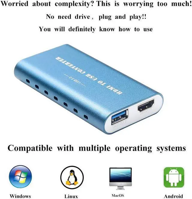 Alt view image 3 of 5 - HaiweiTech USB3.0 Capture Card, Audio Video Capture Card with HDMI Loop-Through, 1080p 60fps Video Recorder for Gaming/Live Streaming/Video Conference, Works for Nintendo Switch/PS4/OBS/Camera/PC
