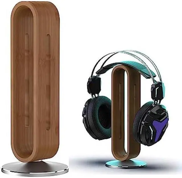 Main image of SIKAI CASE Bamboo Headphones Stand for Desk,U-shaped Arc design,Aluminum Alloy Non-Slip Base,Wood Headphones Stand for Desk Compatible with On-Ear Headphones for Study/Bedroom/Office(Grey)