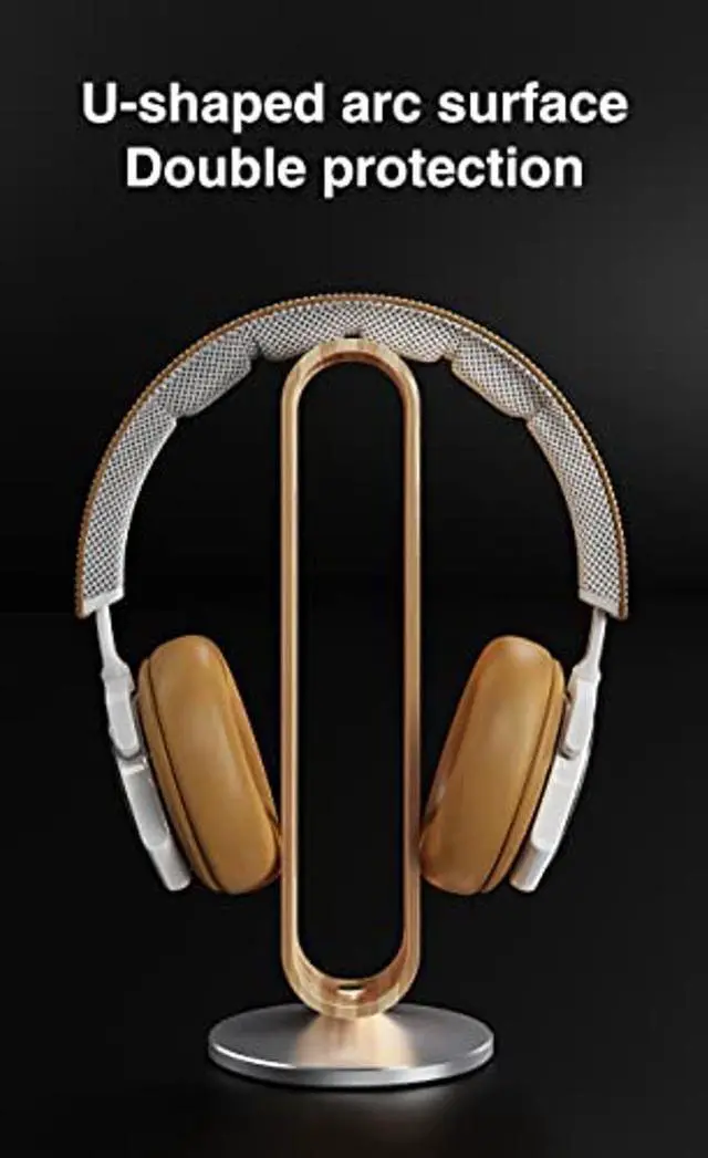 Alt view image 3 of 5 - SIKAI CASE Bamboo Headphones Stand for Desk,U-shaped Arc design,Aluminum Alloy Non-Slip Base,Wood Headphones Stand for Desk Compatible with On-Ear Headphones for Study/Bedroom/Office(Grey)