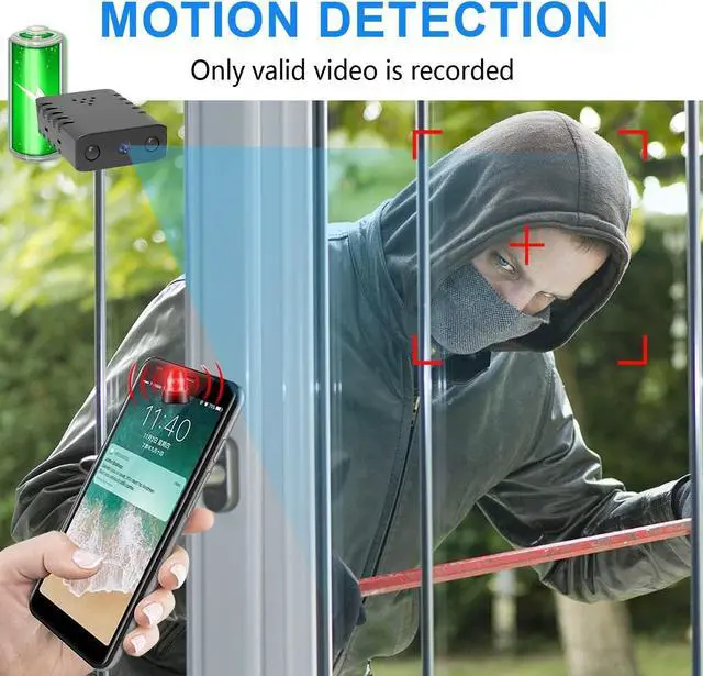 Alt view image 5 of 5 - Smallest Wireless WiFi Camera With Battery,1.5 Hours Battery Time,HD1080P Baby Monitor Camera,Portable HDVdeo Camera with Night Vision,Motion Detection,Cloud Storage for Security with iOS Android APP