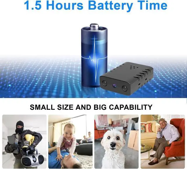 Alt view image 3 of 5 - Smallest Wireless WiFi Camera With Battery,1.5 Hours Battery Time,HD1080P Baby Monitor Camera,Portable HDVdeo Camera with Night Vision,Motion Detection,Cloud Storage for Security with iOS Android APP