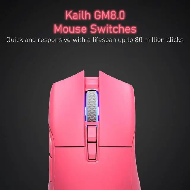 Alt view image 5 of 5 - iRocks M31R Wireless Gaming Mouse, Triple Mode 2.4G/ Bluetooth/USB-C Detachable Cable Gaming Mouse, Kailh GM8.0 Mouse Switches, Advanced PixArt PAW3395 Optical Sensor, Up to 26,000 DPI - Pink