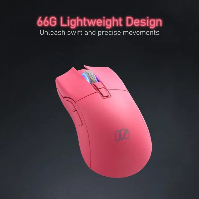 Alt view image 3 of 5 - iRocks M31R Wireless Gaming Mouse, Triple Mode 2.4G/ Bluetooth/USB-C Detachable Cable Gaming Mouse, Kailh GM8.0 Mouse Switches, Advanced PixArt PAW3395 Optical Sensor, Up to 26,000 DPI - Pink