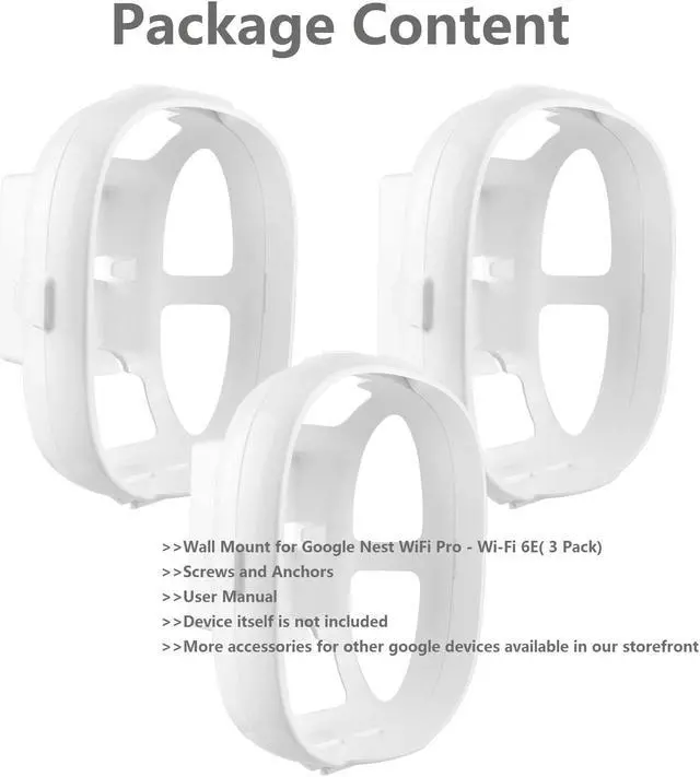 Alt view image 5 of 5 - Wall Mount for Google Nest WiFi Pro 6E, Ceiling Mount Reduce Interference, No Messy Wire, Easy Installation, 3 Pack (Router not Included)