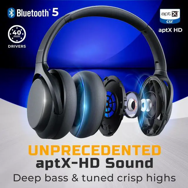 Alt view image 2 of 5 - TREBLAB Z7 Pro - Hybrid Active Noise Cancelling Headphones - Pure aptX-HD Sound - 45H Playtime, Fast Charging - Over Ear Wireless Bluetooth Headphones