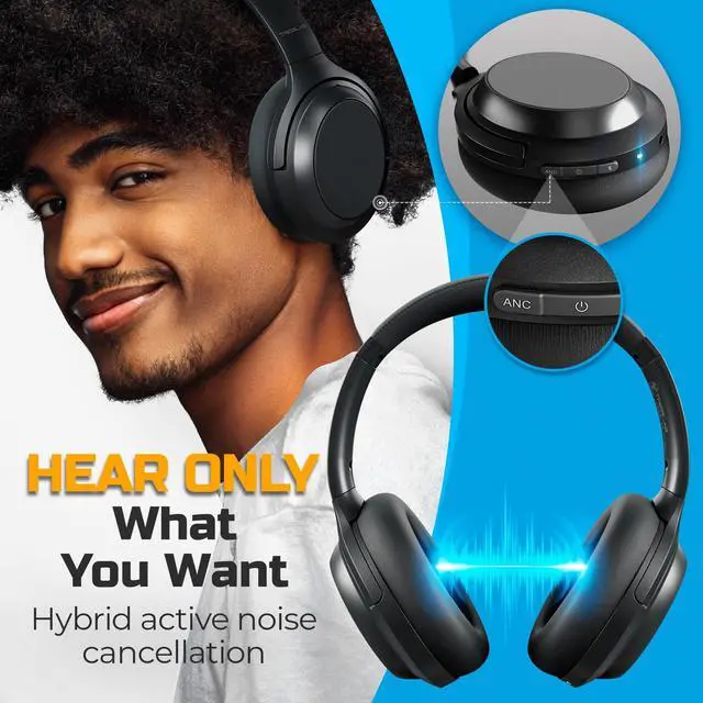 Alt view image 3 of 5 - TREBLAB Z7 Pro - Hybrid Active Noise Cancelling Headphones - Pure aptX-HD Sound - 45H Playtime, Fast Charging - Over Ear Wireless Bluetooth Headphones