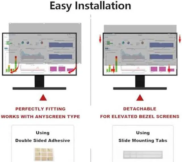 Alt view image 3 of 5 - Pozlle 23.8 Inch Computer Privacy Screen Shield [2 Pack] for 16:9 Widescreen Desktop Monitor - Anti-Glare Blue Light Privacy Filter and Anti Spy Privacy Screen Protector Film