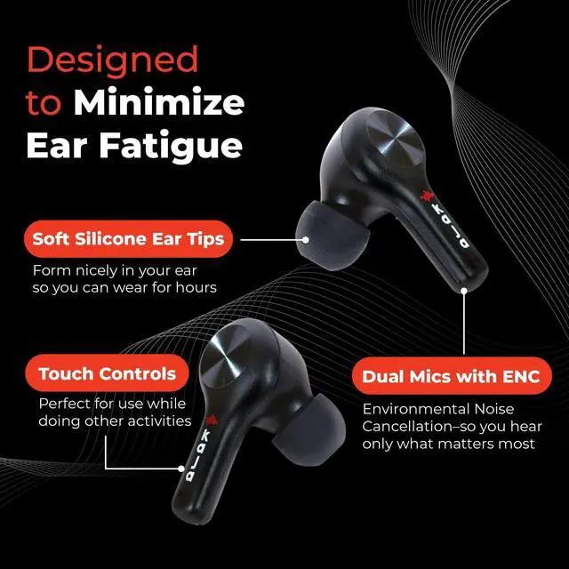 Alt view image 3 of 5 - Kaja Audio Go-To's Earbuds Wireless Bluetooth with Dual Mics & Touch Control - Wireless Earbuds for iPhone & Android - Noise Canceling Earbuds Wireless for Gym & Exercise - Cordless Earbuds Bluetooth