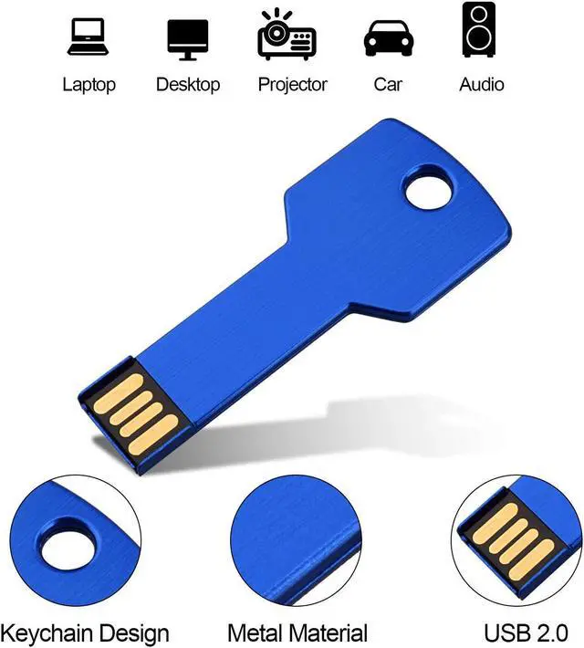 Alt view image 2 of 5 - RAOYI 10 Pack 32GB USB Flash Drive USB 2.0 Metal Key Shape Memory Stick Thumb Drive Pen Drive-Blue