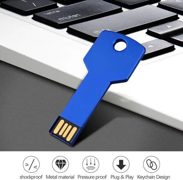Alt view image 3 of 5 - RAOYI 10 Pack 32GB USB Flash Drive USB 2.0 Metal Key Shape Memory Stick Thumb Drive Pen Drive-Blue